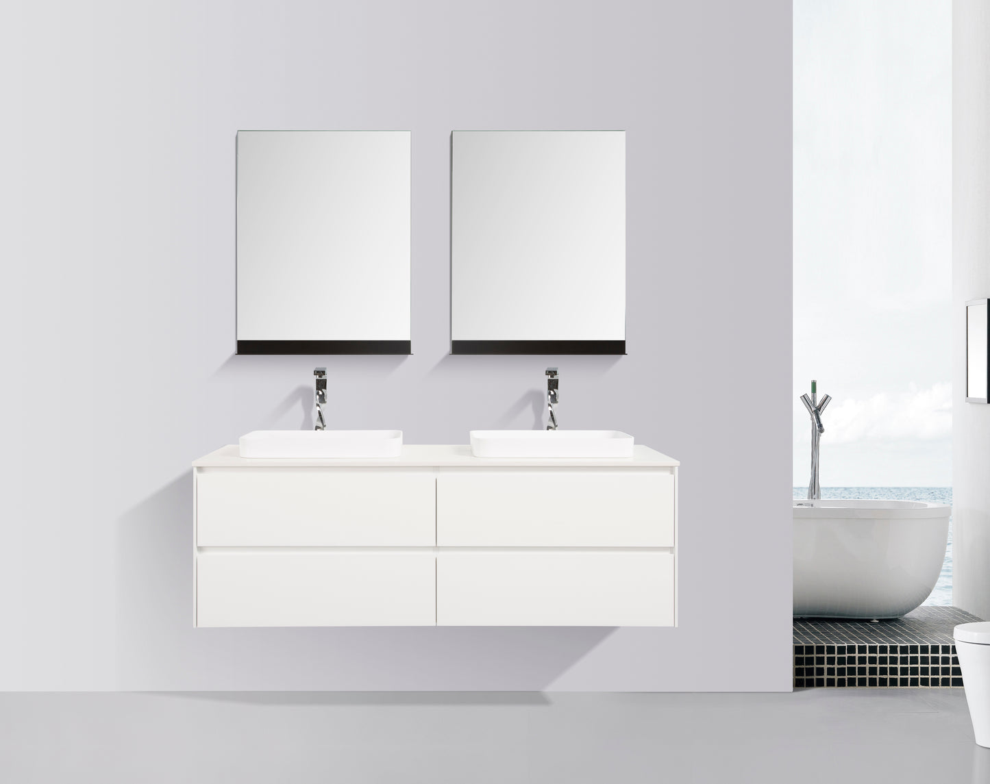 Madrid Four Drawer Vanity, Top and Basin1500mm