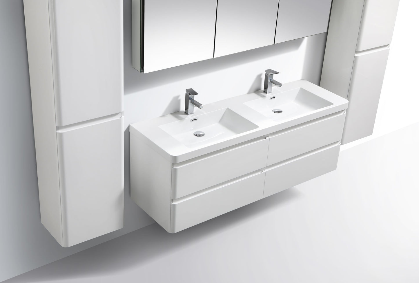 Milan Four Drawer Vanity, Top and Basin 1500mm