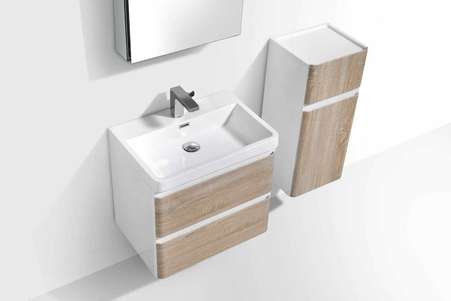 Milan Double Drawer Vanity, Top and Basin 600mm