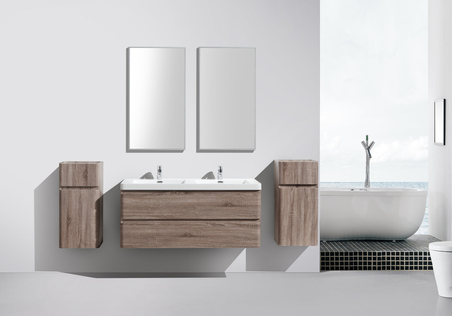 Milan Double Drawer Vanity, Top and Basin 1200mm