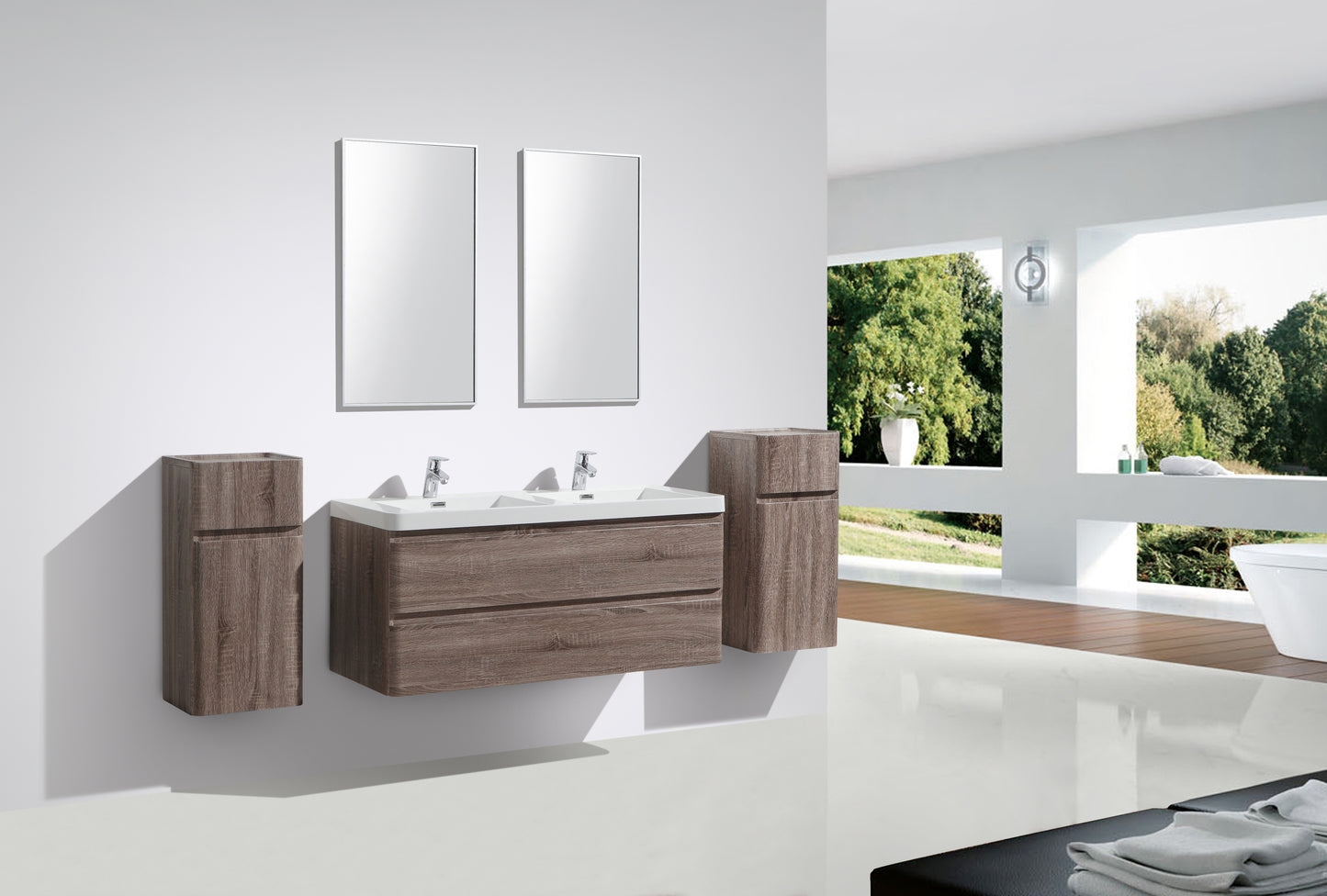 Milan Double Drawer Vanity, Top and Basin 1200mm