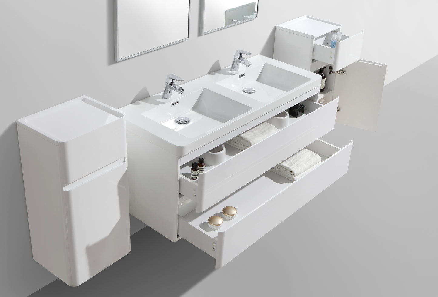 Milan Double Drawer Vanity, Top and Basin 1200mm