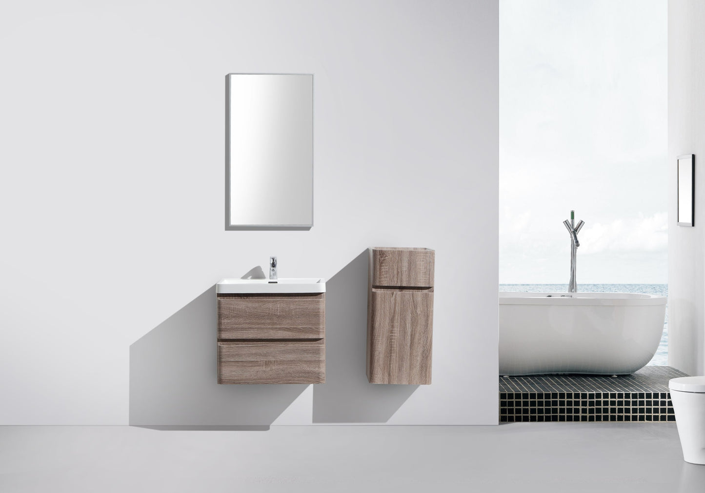 Milan Double Drawer Vanity, Top and Basin 600mm