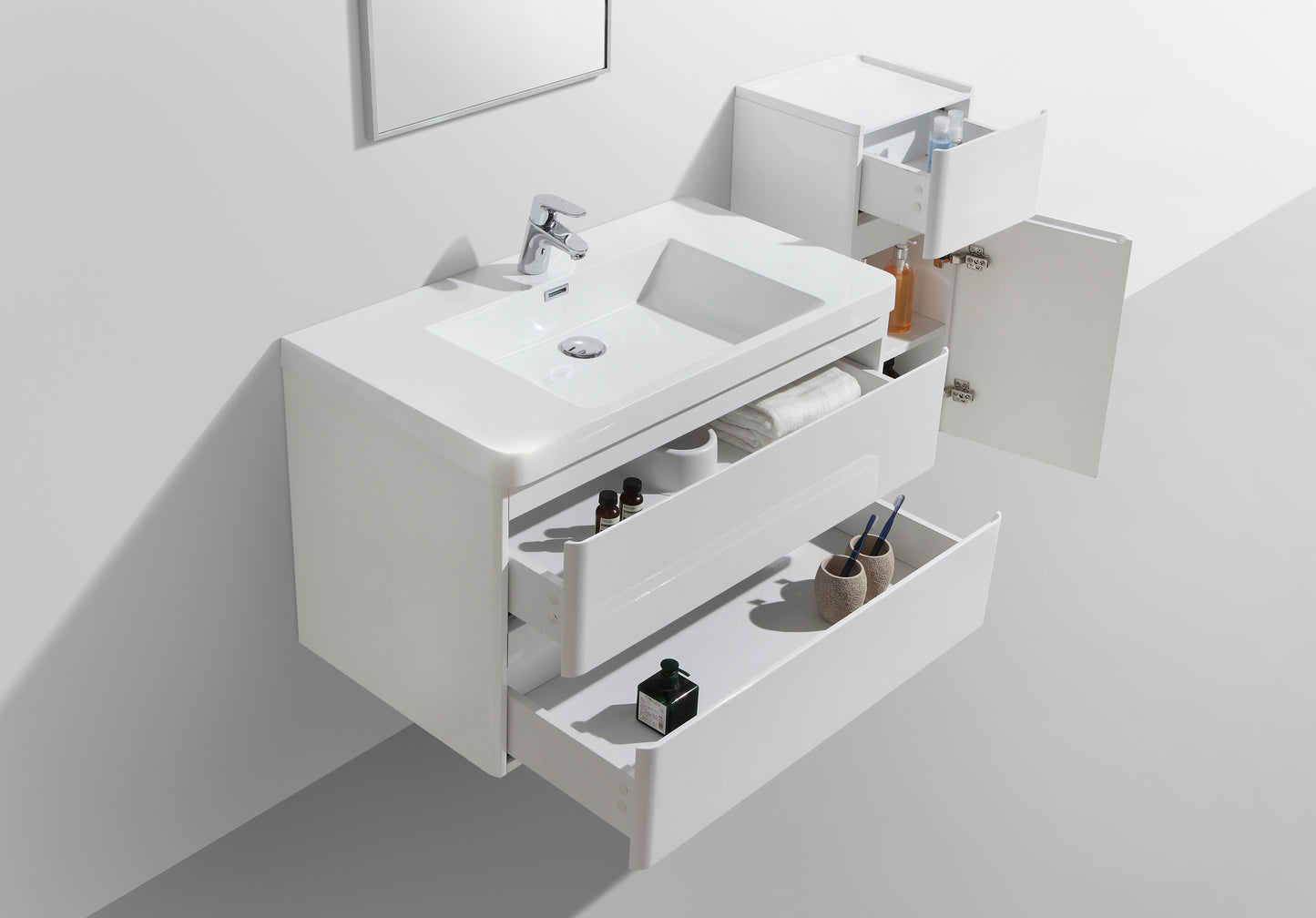 Milan Double Drawer Vanity, Top and Basin 900mm