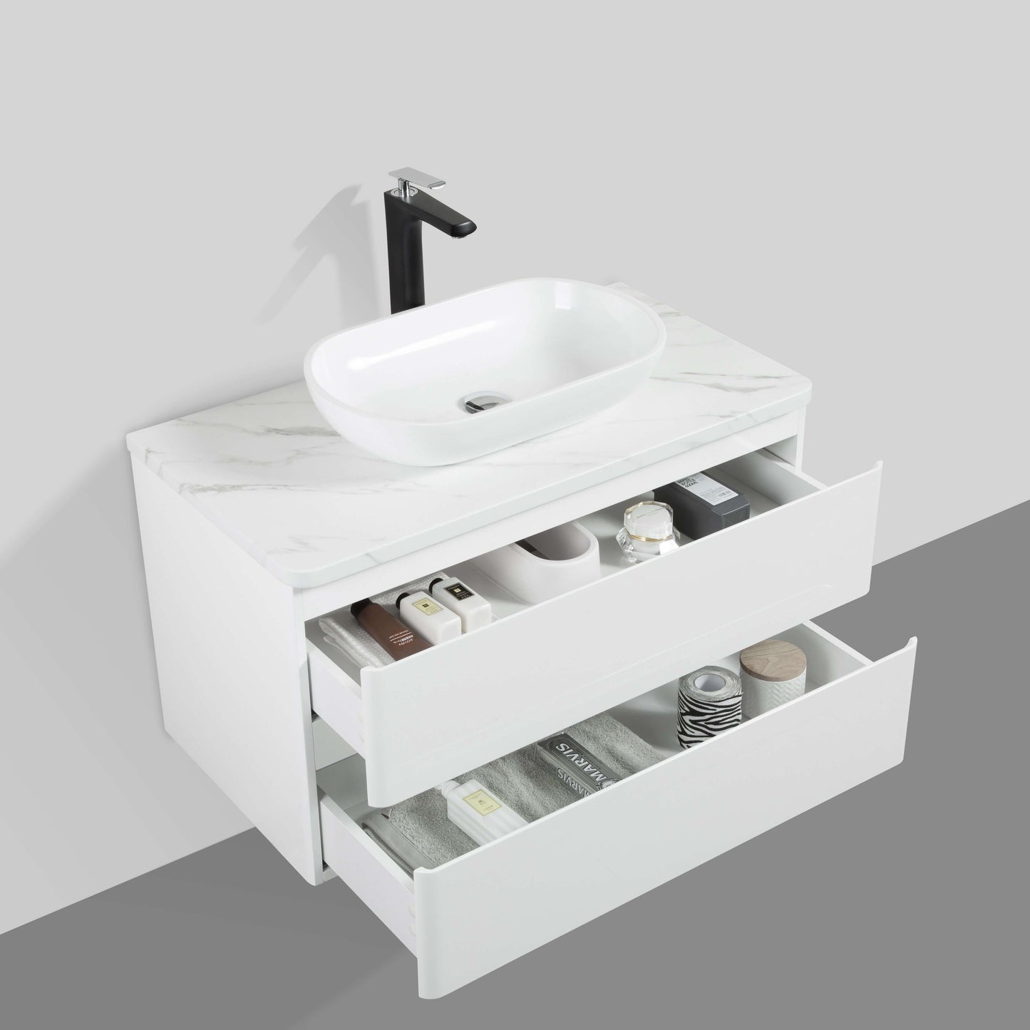 Santorini Double Drawer Vanity, Top and Basin 900mm