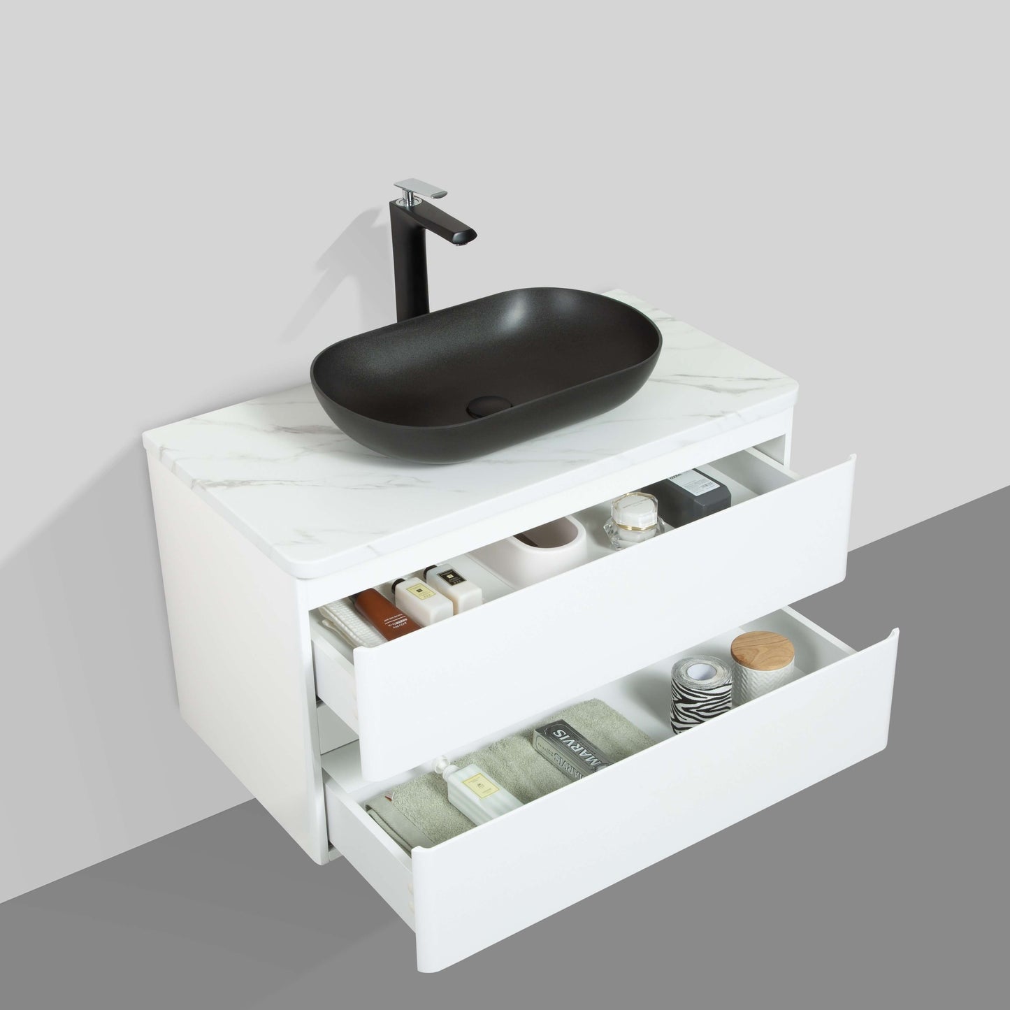 Santorini Double Drawer Vanity, Top and Basin 900mm