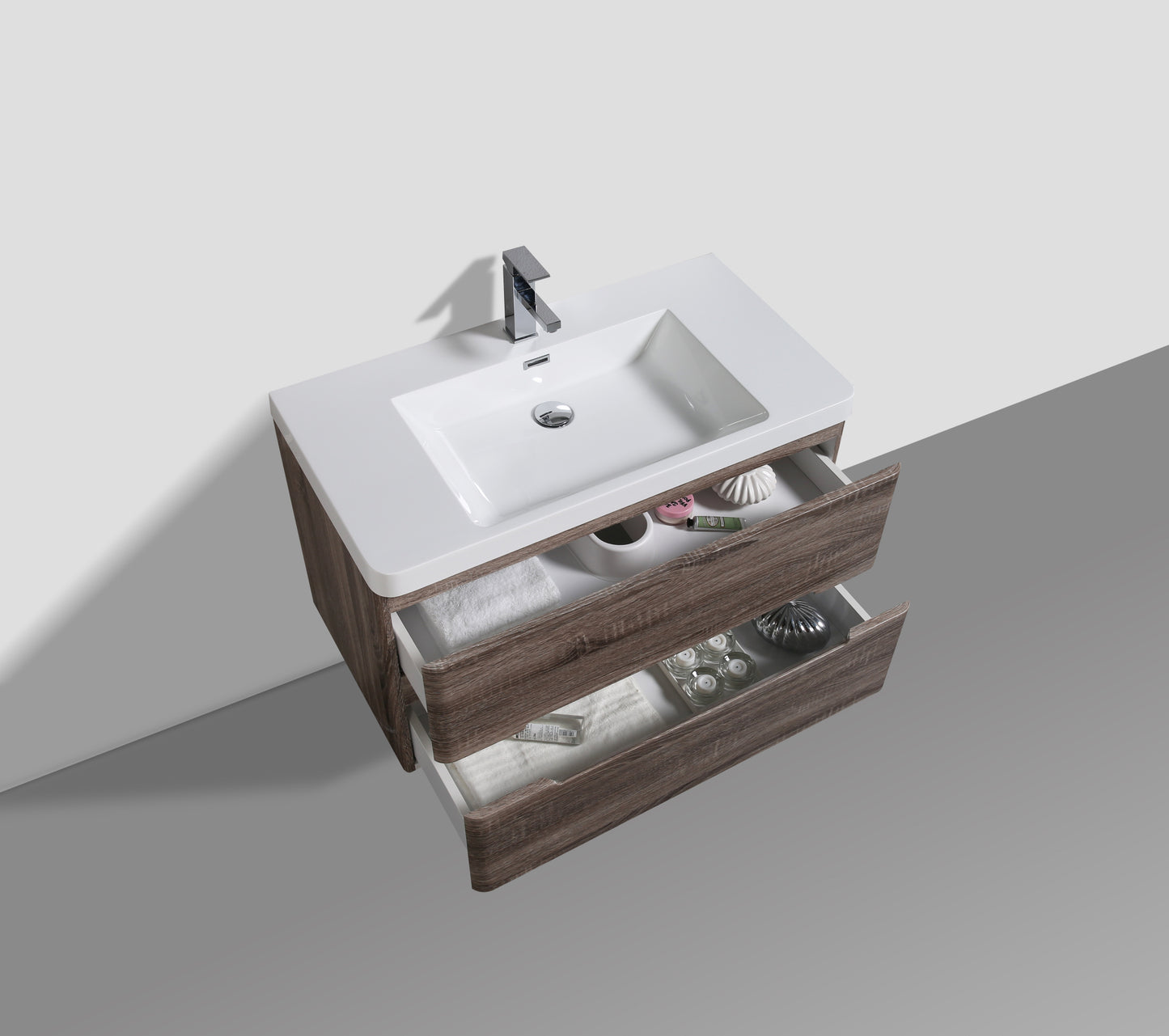 Venice Double Drawer Vanity, Top and Basin 900mm