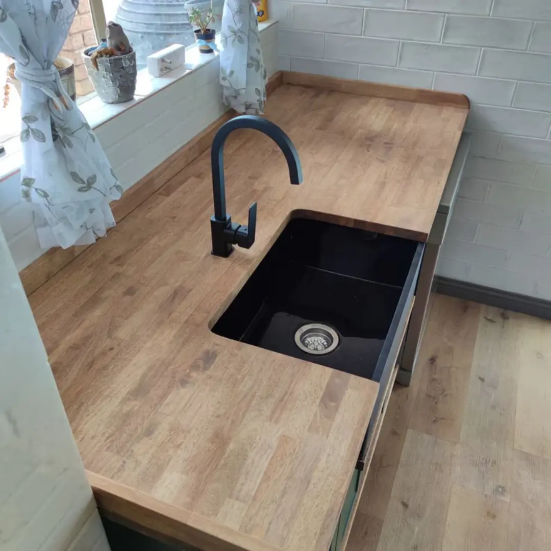 Farmhouse Sink Cabinet with Natural Wood Countertops