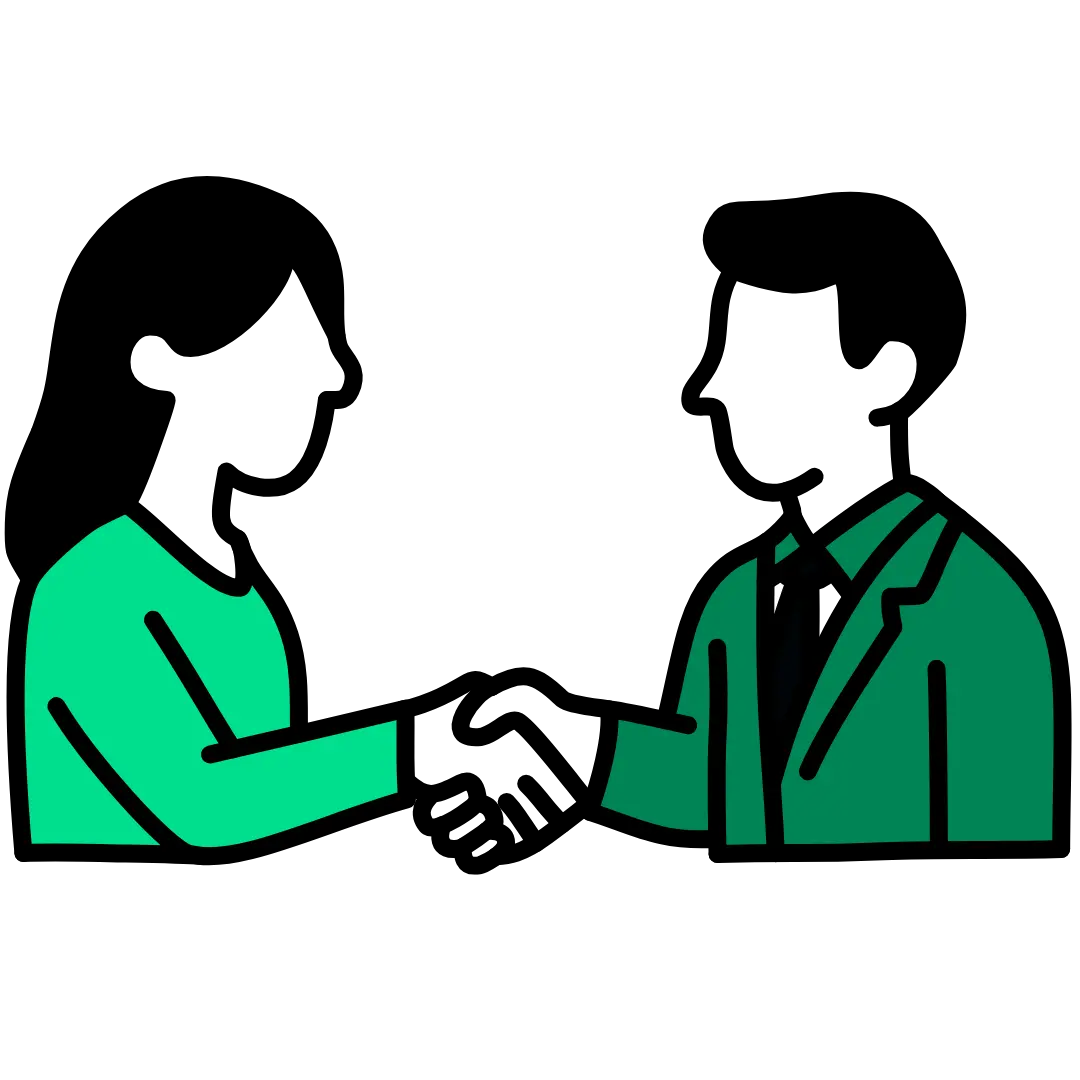 2 people shaking hands icon