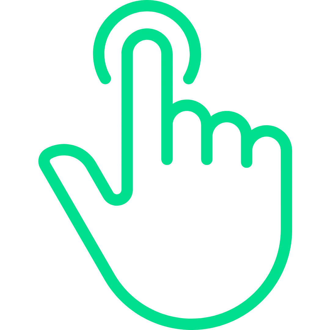 Green symbol of a hand clicking