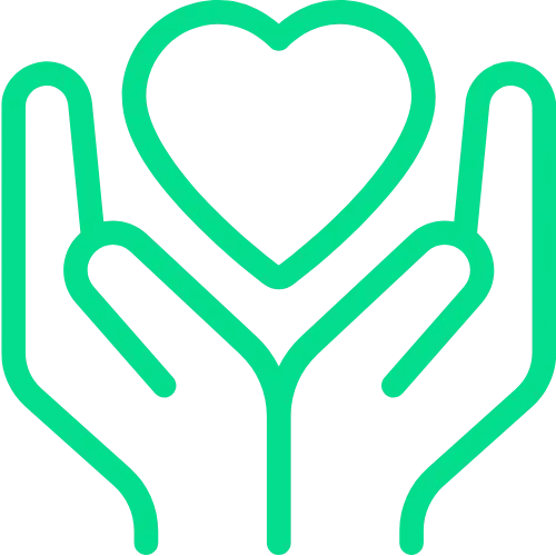 Home 1 Green Heart in Hands Symbol