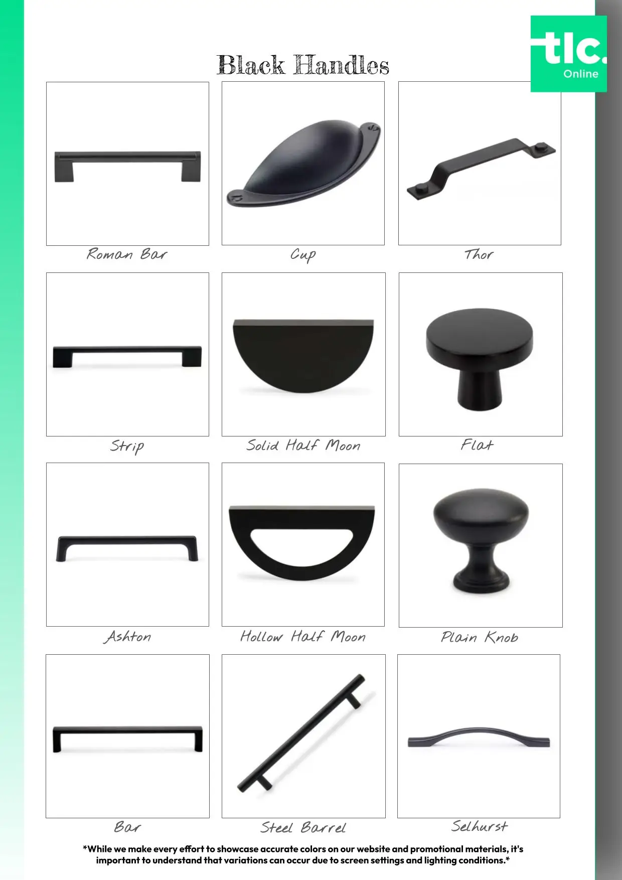 Rang of Black TLC handles