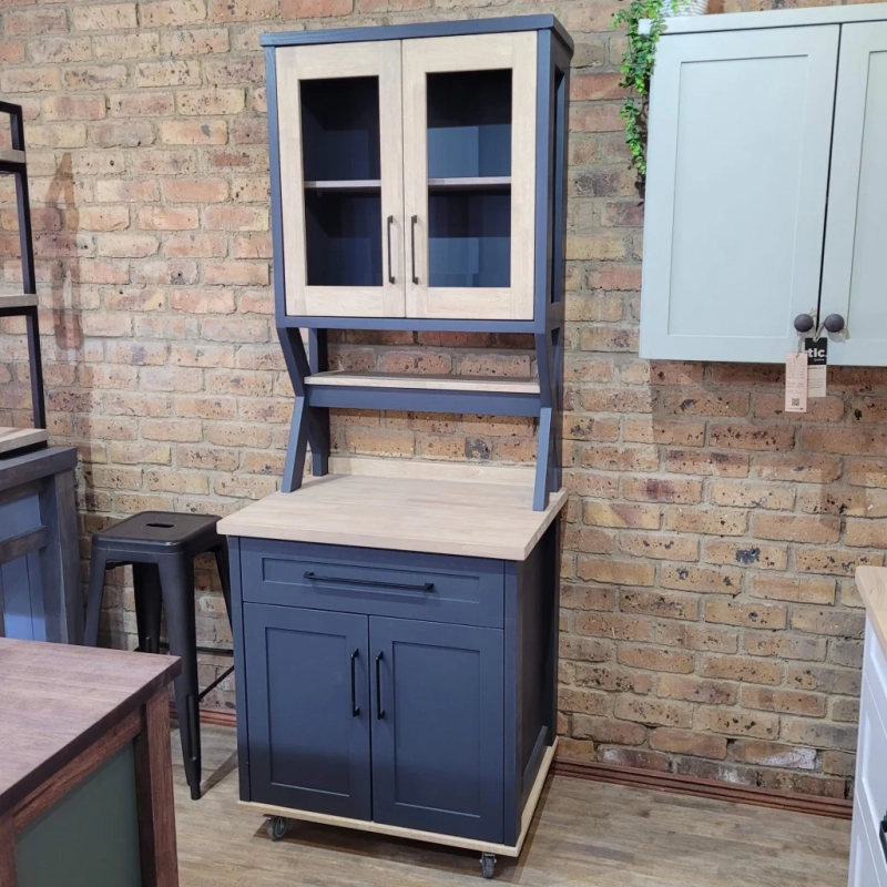 Blue Coffee Station With glass Doors Kitchen A Blue Coffee Station With glass Doors in a Kitchen