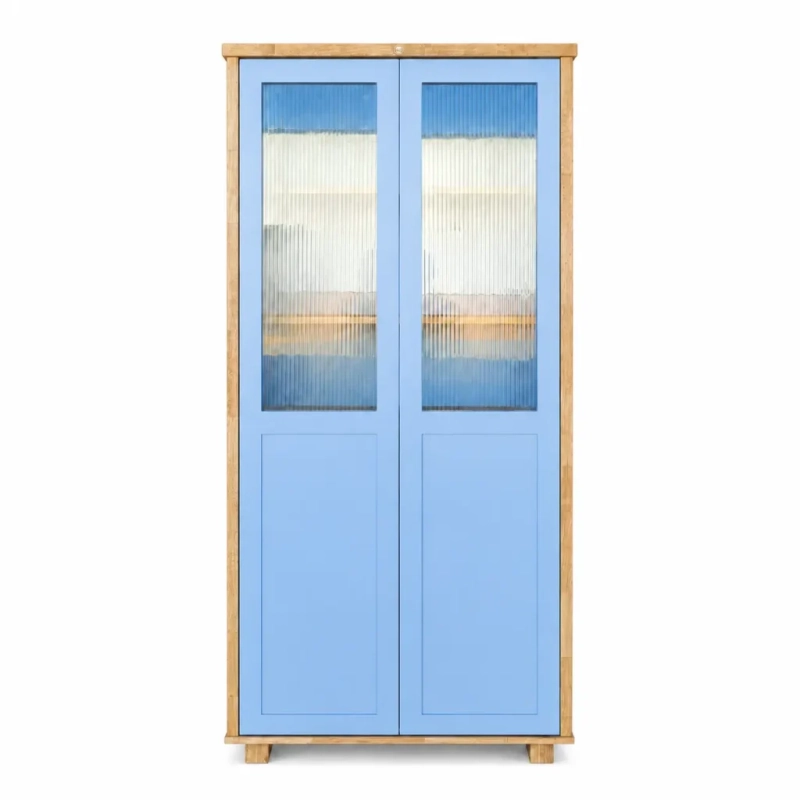 Executive Pantry Blue A blue executive pantry with fluted glass