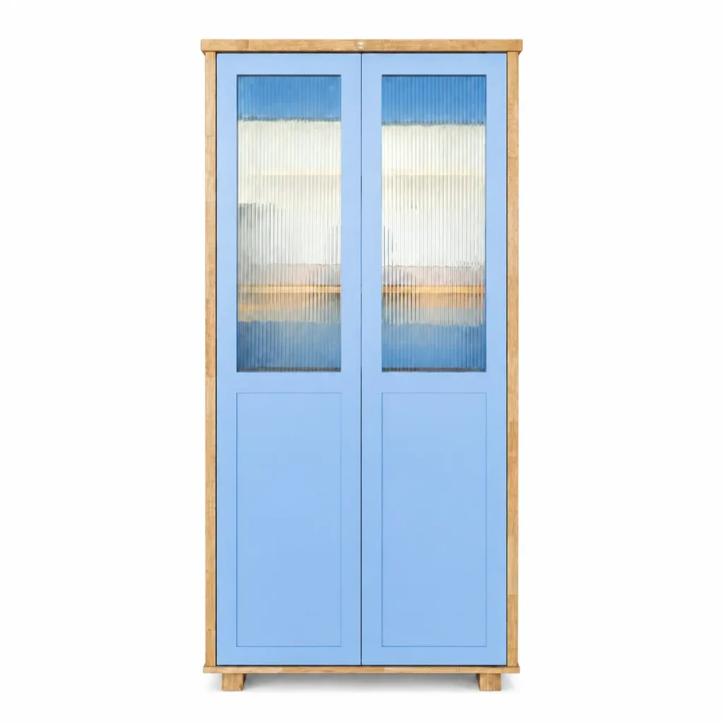 Executive Pantry Blue A blue executive pantry with fluted glass