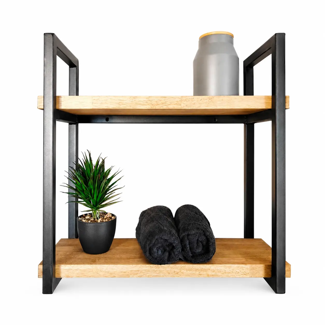 Metalica Shelves 1 A Front View Of A Two Tier Metalica Shelf On A White Background