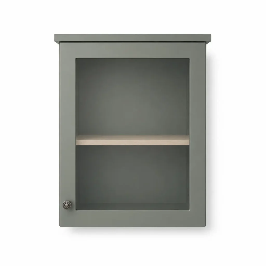 A Green Single Door Wall Cabinet On A White Background