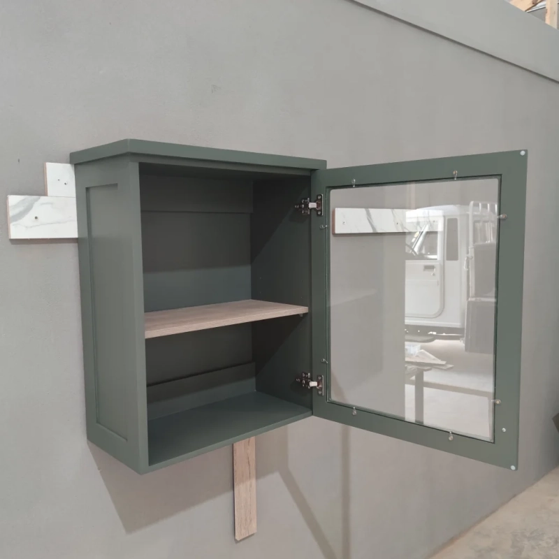 Open Green Single Door Wall Cabinet Warehouse Left.