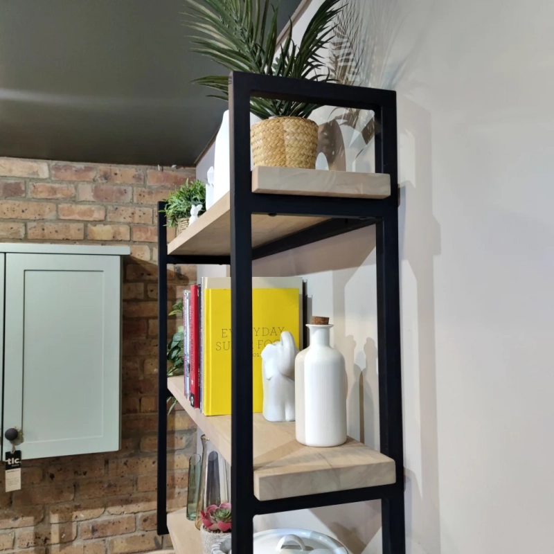 Right Three Tier Metalica Shelf In Showroom A Right View Of A Three Tier Metalica Shelf In A Showroom