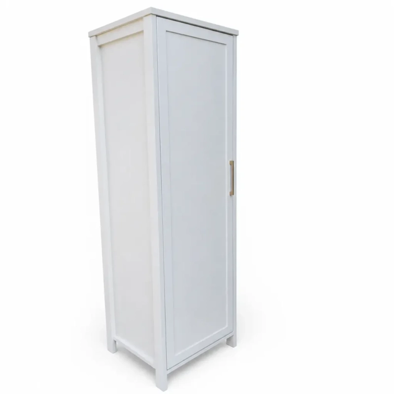 Single Door Pantry White A left view of a white single door pantry