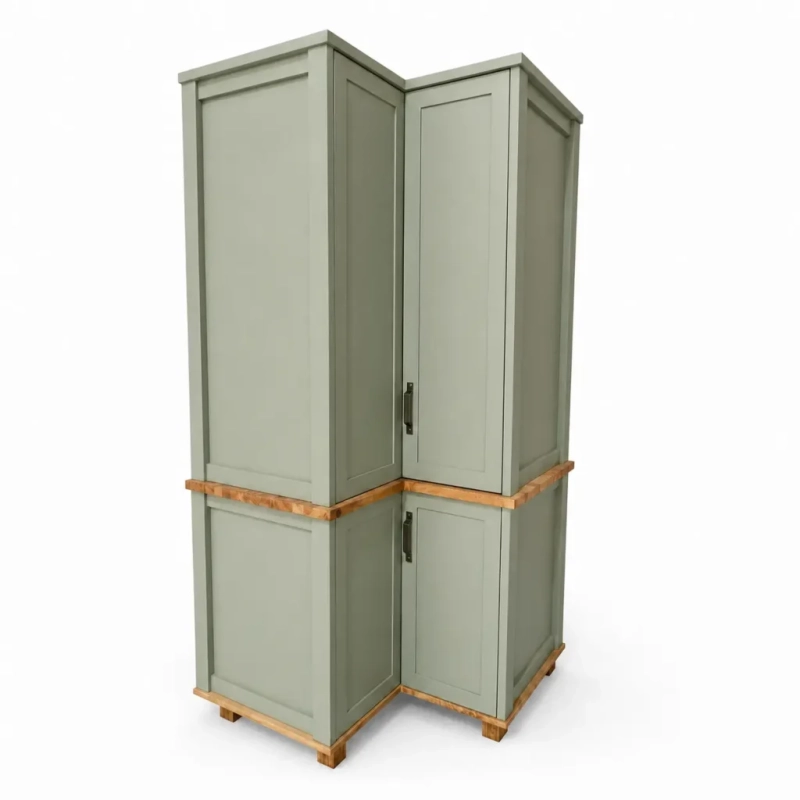 Split Corner Pantry Green A green split corner pantry