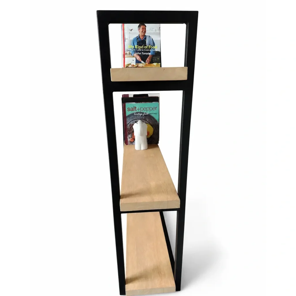Three Tier Metalica Shelf With A On A White Background Right 1 A Right View Of A Three Tier Metalica Shelf On A White Background