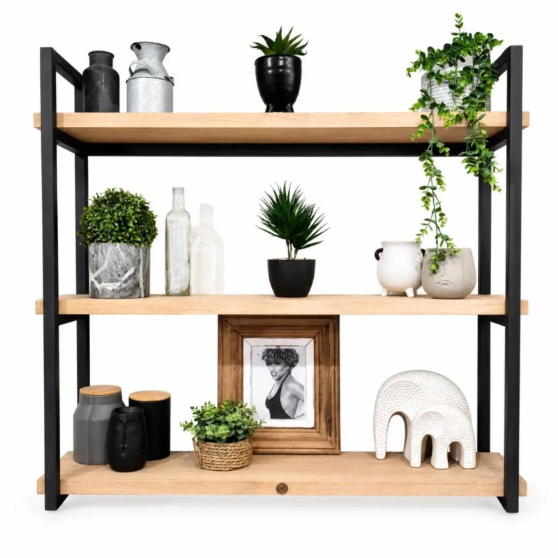 Three Tier Metalica Shelf With A Photo On A White Background A Front View Of A Three Tier Metalica Shelf On A White Background