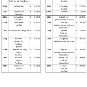 2000mm Combo Units Codes1