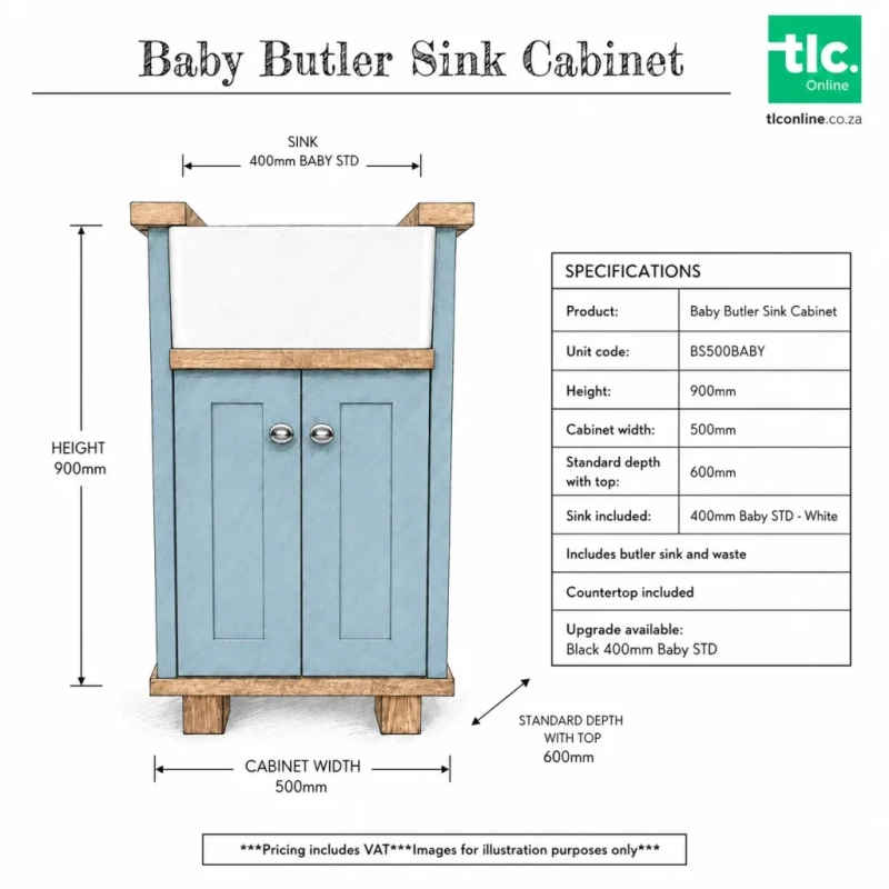 Baby Butler Sink Cabinet Sketch A Sketch Of A Baby Butler Sink Cabinet With It's Dimensions and Unit Codes
