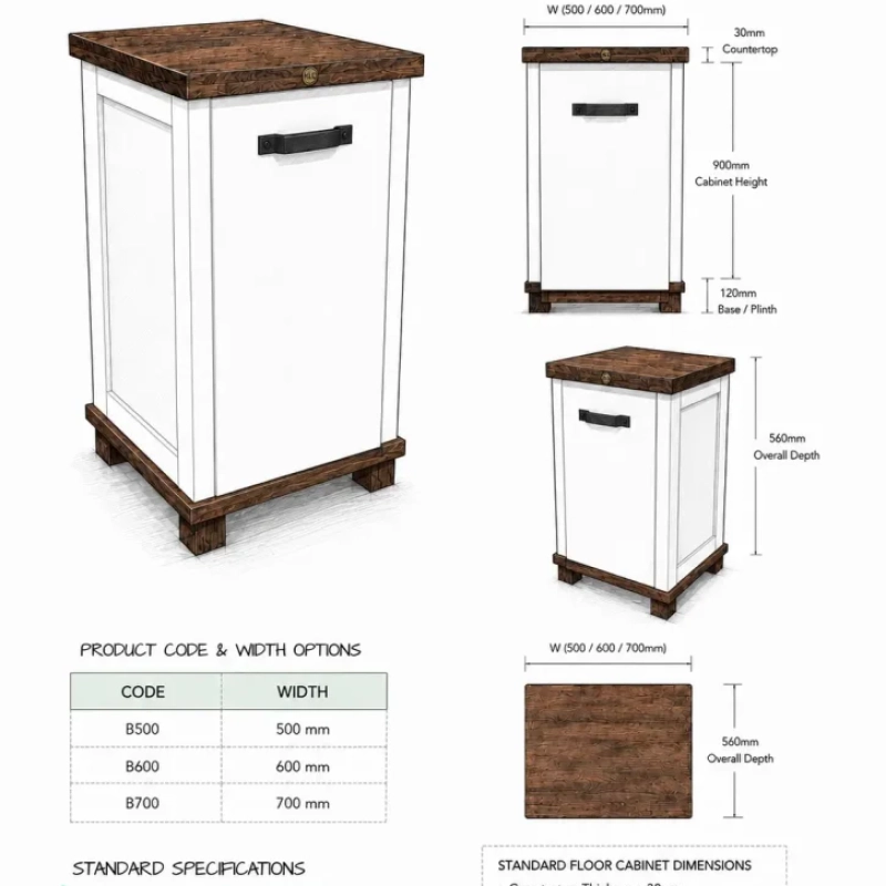 A Sketch Of A Bin Drawer with It's Dimensions and Unit Code