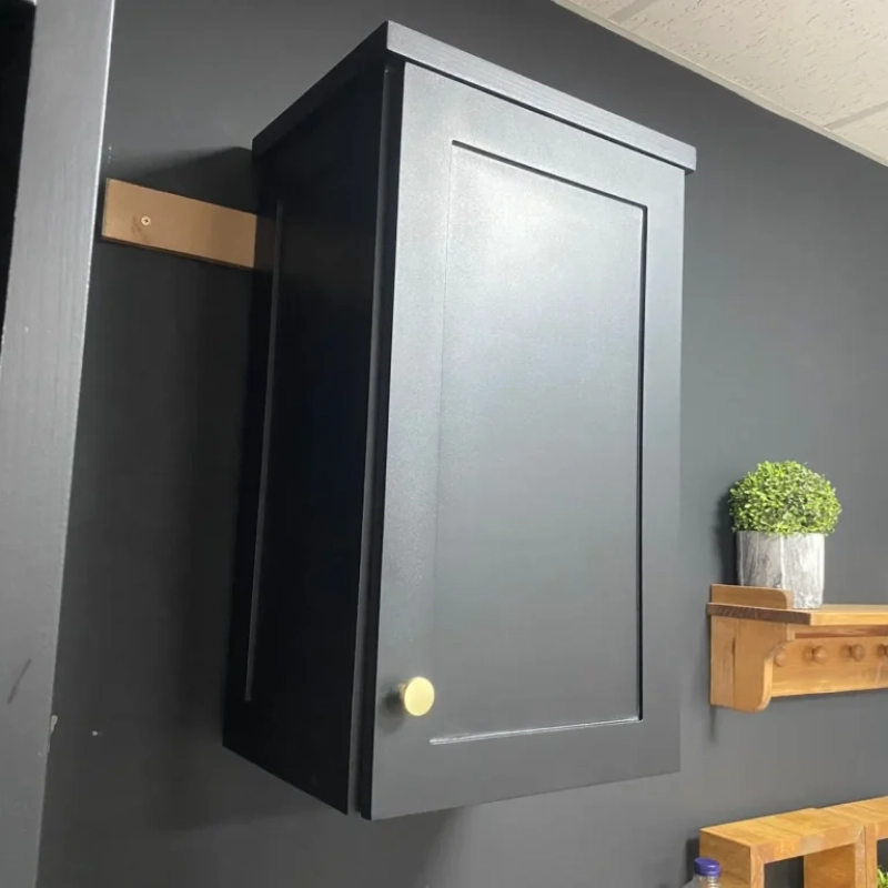 Black Single Door Wall Cabinet Showroom Left