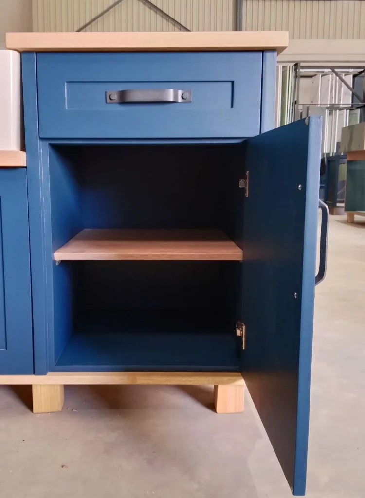 Blue Open Single Door Cabinet with Cutlery Drawer Warehouse