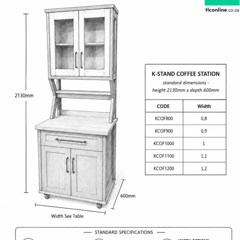 Coffee Station Sketch A Sketch Of A K-Stand Coffee Station With It's Dimensions and Unit Code