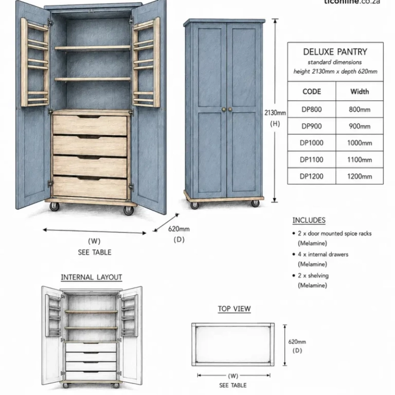 Deluxe Pantry Sketch A Sketch Of A Deluxe Pantry With It's Dimensions and Unit Code