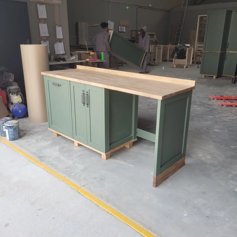 A Right View Of A Green Appliance Panel Cabinet In A Warehouse