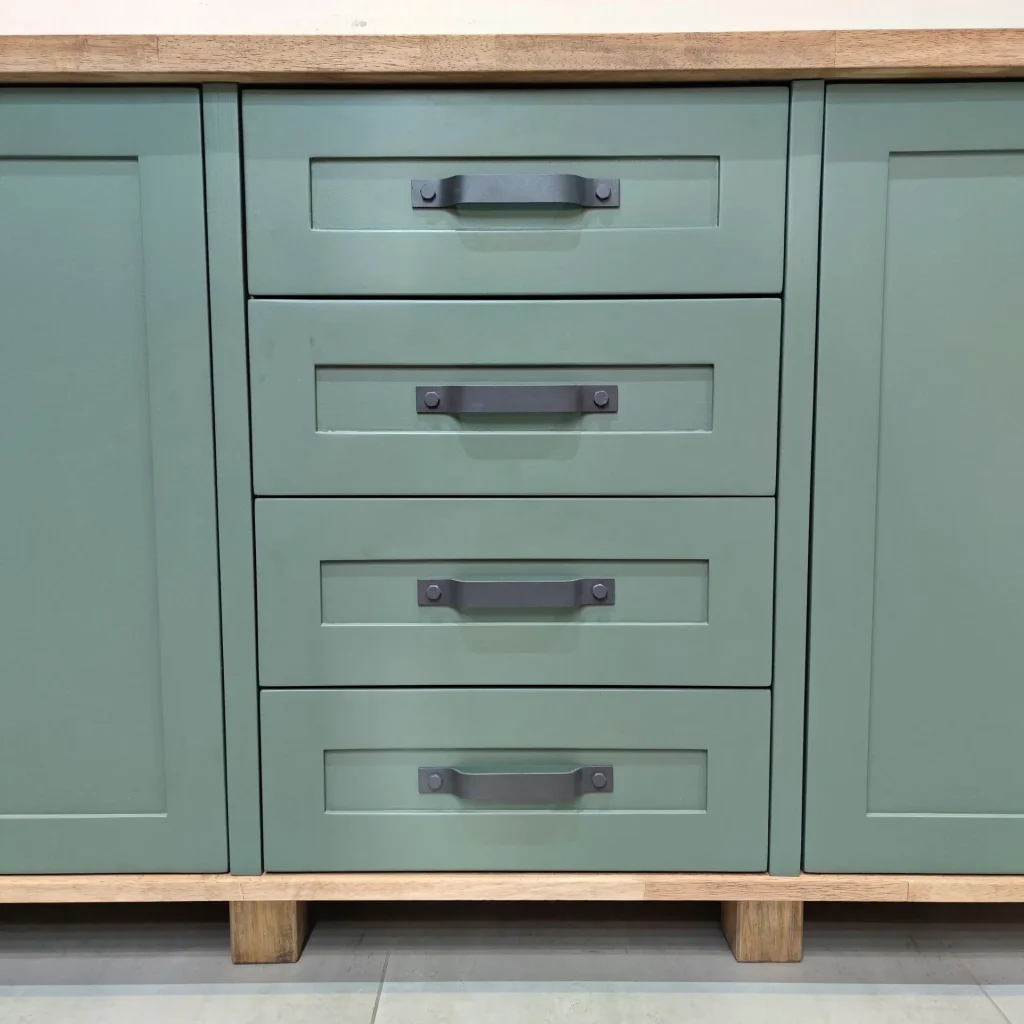 Green Four Drawer Floor Cabinet Front