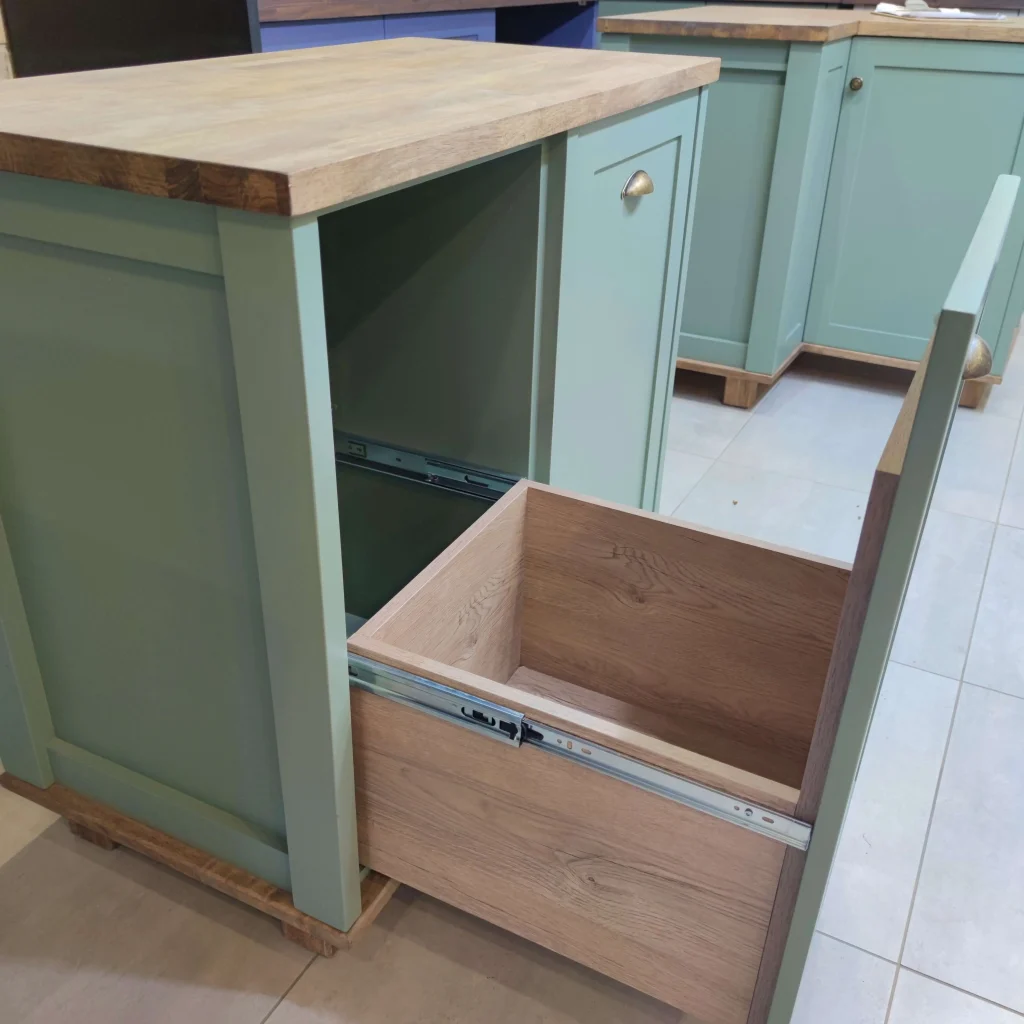 Green Open Double Bin Drawer Warehouse Left