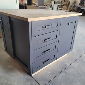 Grey Four Drawer Floor Cabinet Kitchen Island Showroom Left
