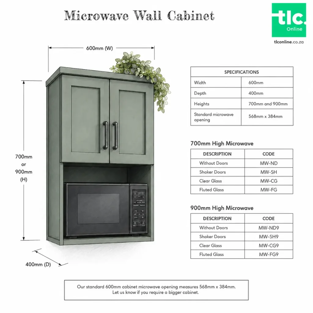 A Sketch Of A Microwave Wall Cabinet With It's Dimensions and Unit Code