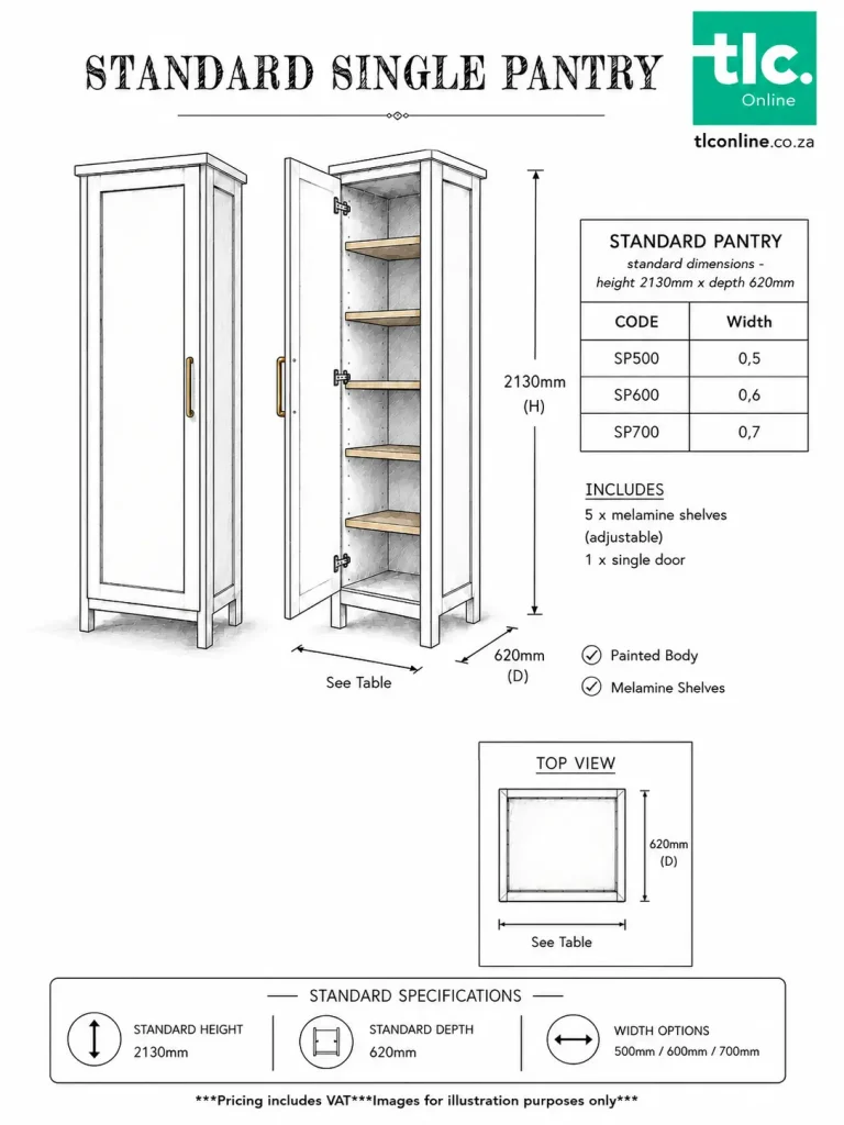 Standard Single Pantry Sketch A Sketch Of A Standard Single Door Pantry With It's Dimensions and Unit Code