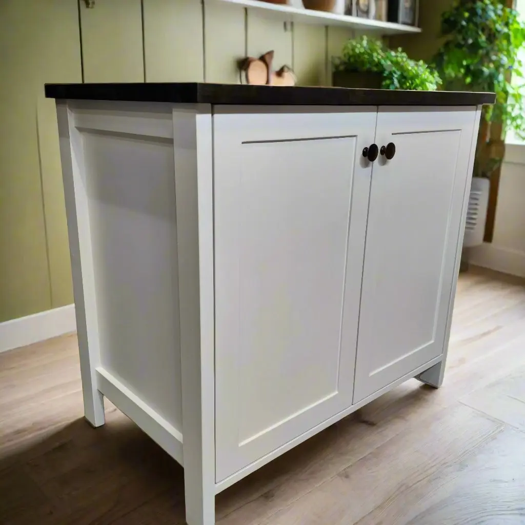 White Double Door Floor Cabinet Kitchen Left