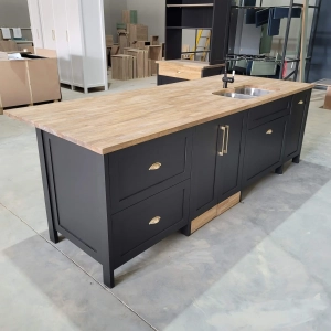 Black Combo Kitchen Island Warehouse Left