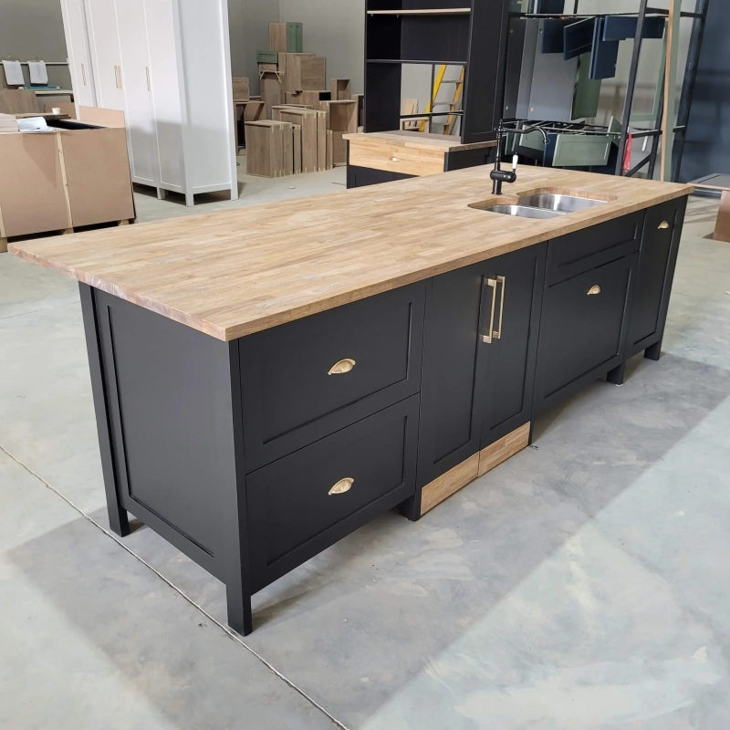 Black Combo Kitchen Island Warehouse Left