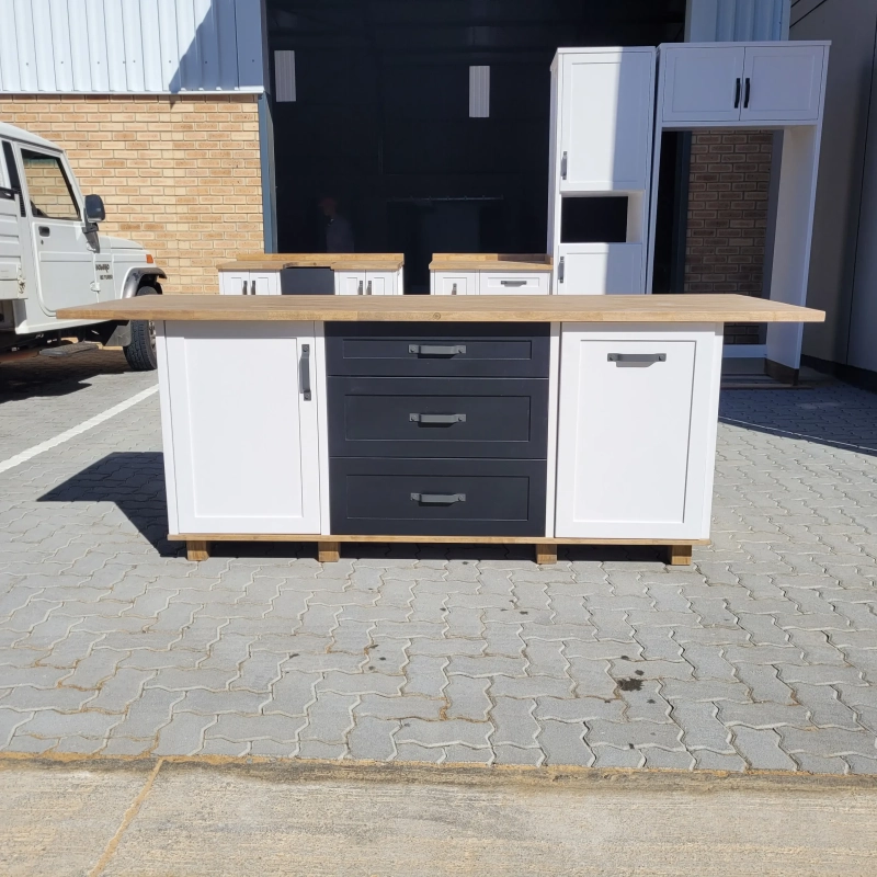 White Combo Kitchen Island Warehouse Front